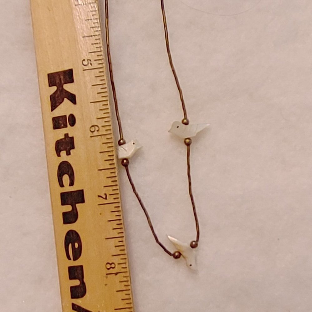 Native American Sterling Mother Of Pearl Birds Liquid Silver Necklace - Picture 6 of 6